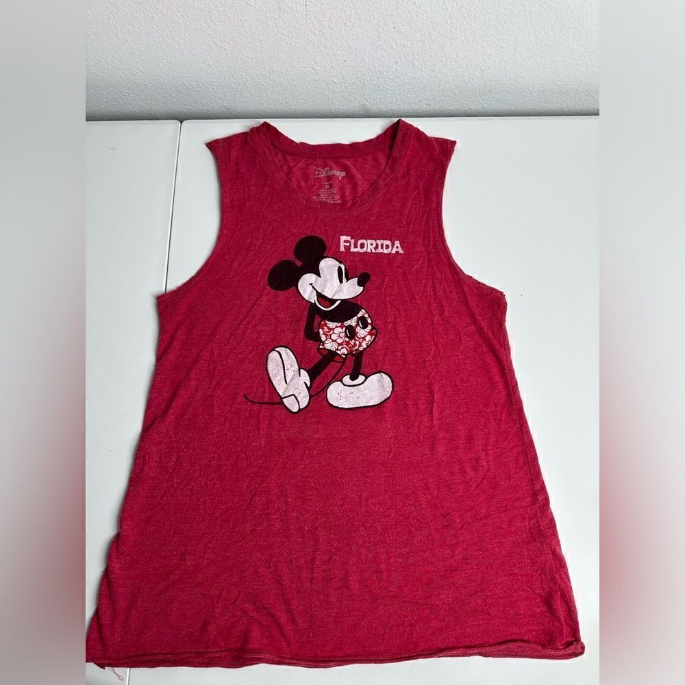 Disney Tank Top Shirt Red David Lerner Mickey Mouse Graphic Kids Size XL